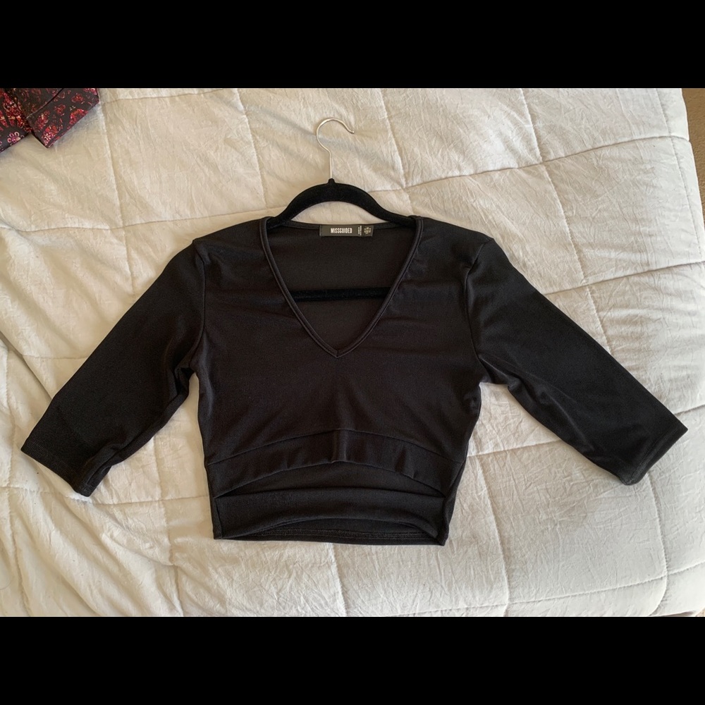 Missguided Black Cut Out Crop Top
